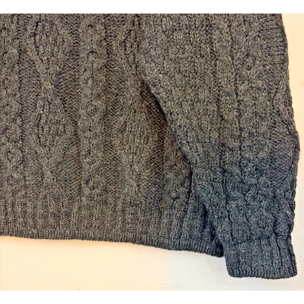 LL Bean Men Gray/Blue Cardigan sweater button up‎ 100% Wool Outdoors Large - Picture 7 of 13